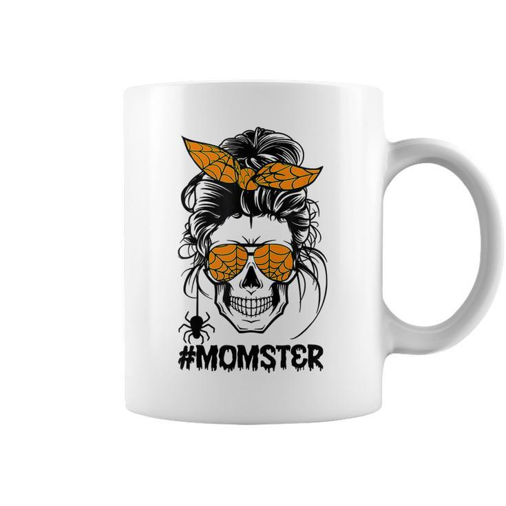 Momster Halloween Costume Skull Mom Messy Hair Bun Monster  V6 Coffee Mug