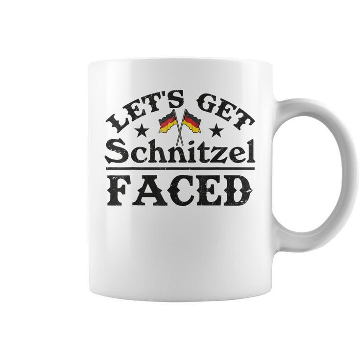 Oktoberfest  Lets Get Schnitzel Faced Funny German Flag  Coffee Mug
