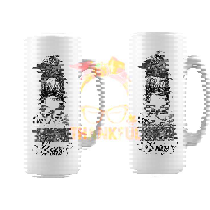 One Thankful Er Nurse Messy Bun Fall Autumn Thanksgiving Coffee Mug