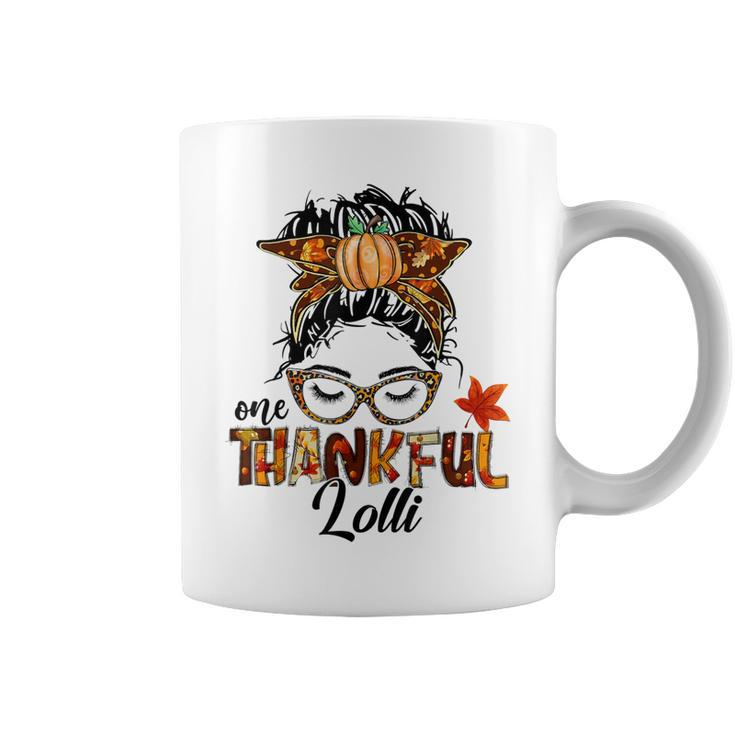 One Thankful Lolli Messy Bun Funny Fall Autumn Thanksgiving  Coffee Mug