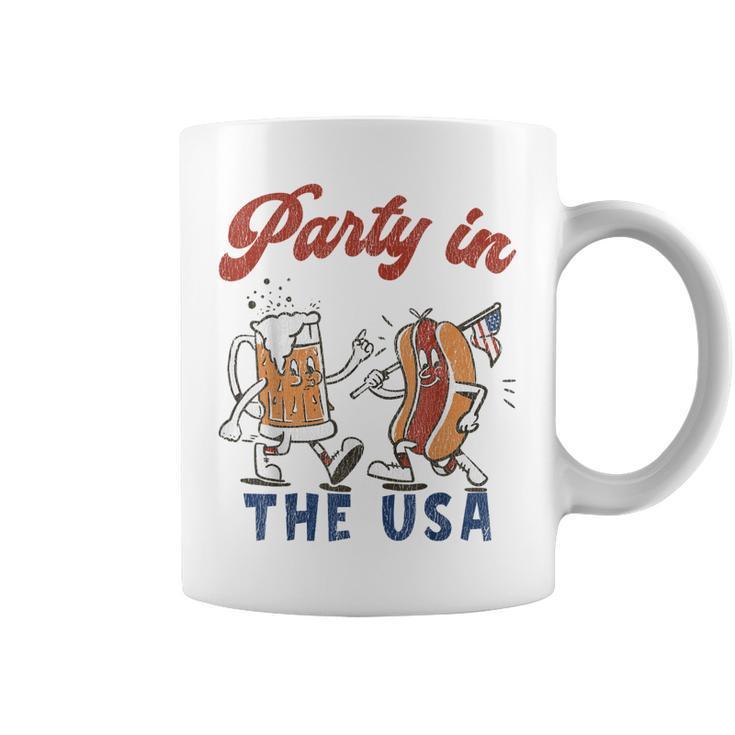 Party In The Usa  Hot Dog Love Usa Funny Fourth Of July  Coffee Mug