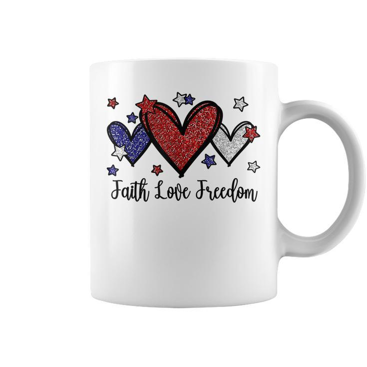 Patriotic 4Th Of July American Flag Heart Faith Love Freedom  V4 Coffee Mug