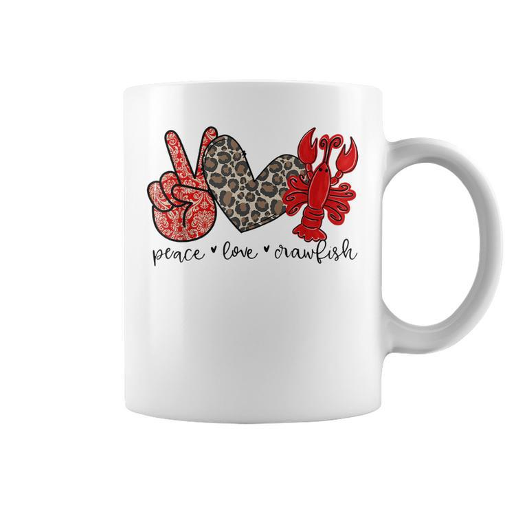 Peace Love Crawfish Cute Leopard And Seafood Lover  Coffee Mug