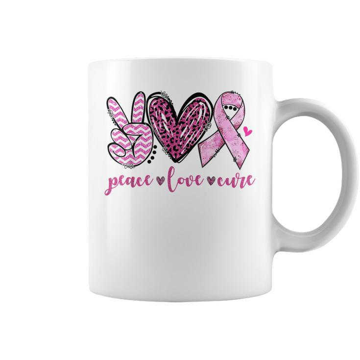 Peace Love Cure Pink Ribbon Breast Cancer Awareness  V3 Coffee Mug