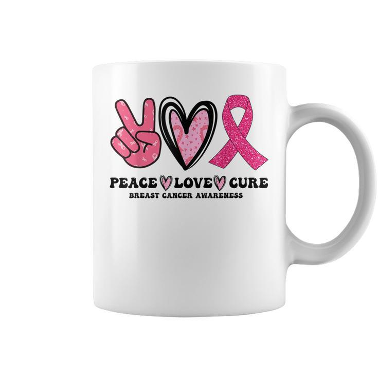 Peace Love Cure Pink Ribbon Cancer Breast Awareness  V5 Coffee Mug
