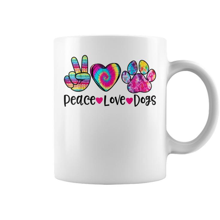 Peace Love Dogs Tie Dye Dog Paw Dog Mom Mothers Day  Coffee Mug