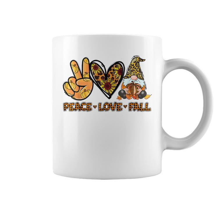 Peace Love Fall Funny Gnome Autumn Lover Pumpkins Halloween  Coffee Mug