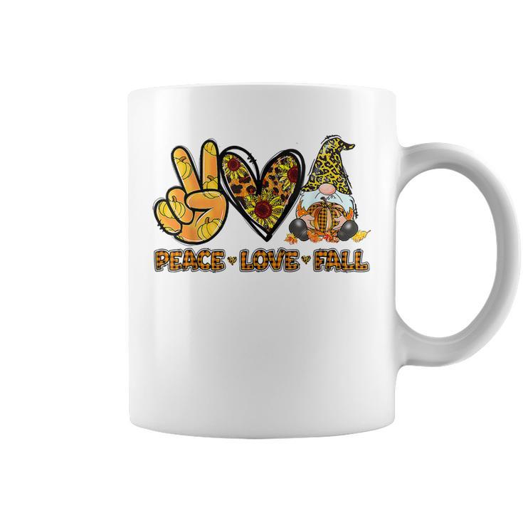 Peace Love Fall Funny Gnome Autumn Lover Pumpkins Halloween  Coffee Mug