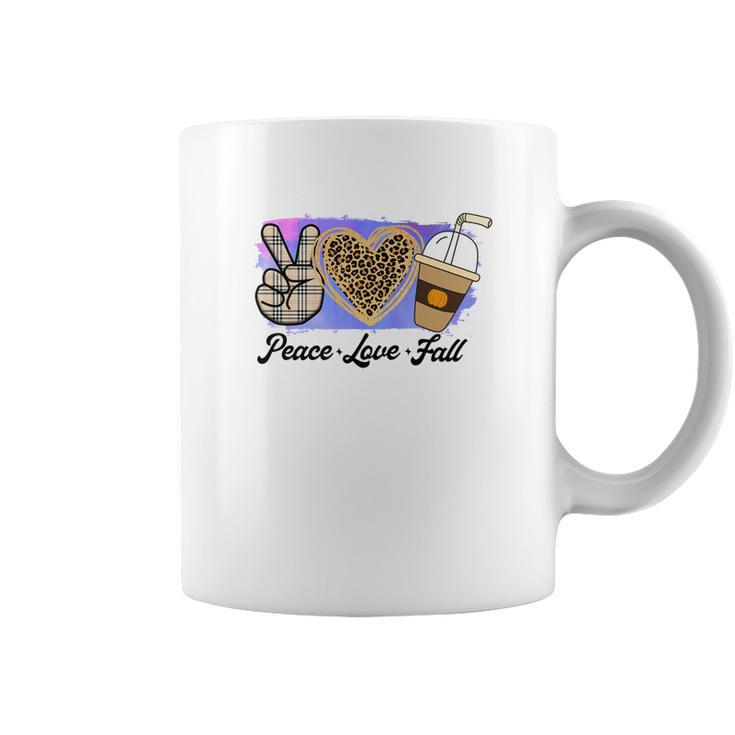 Peace Love Fall Latte Leopard Heart Coffee Mug