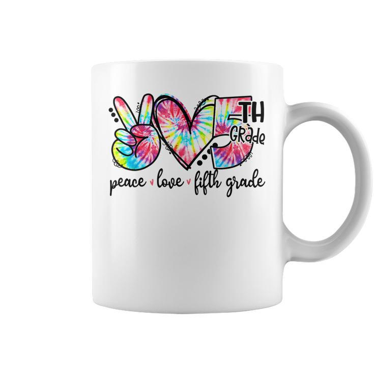 Peace Love Fifth-Grade Funny Tie-Dye Back To School Outfits  Coffee Mug