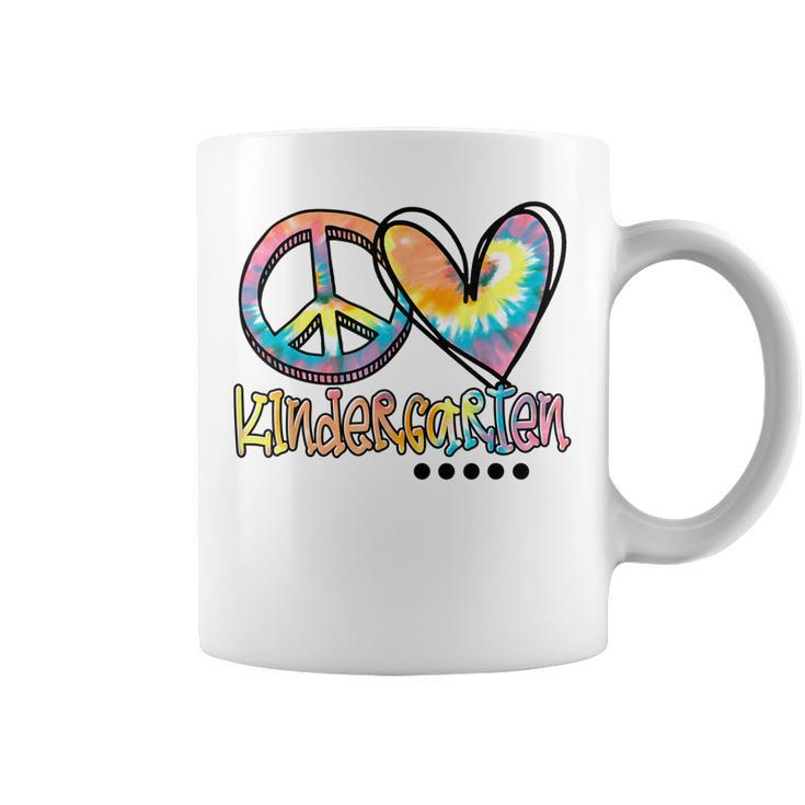 Peace Love Kindergarten Funny Tie Dye First Day Of School  Coffee Mug