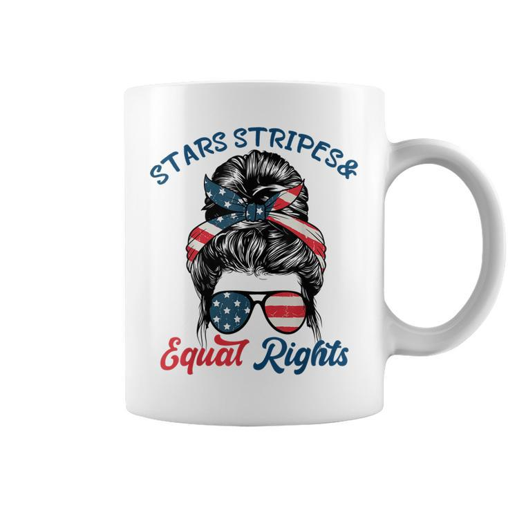 Pro Choice Feminist Stars Stripes Equal Rights Messy Bun  Coffee Mug