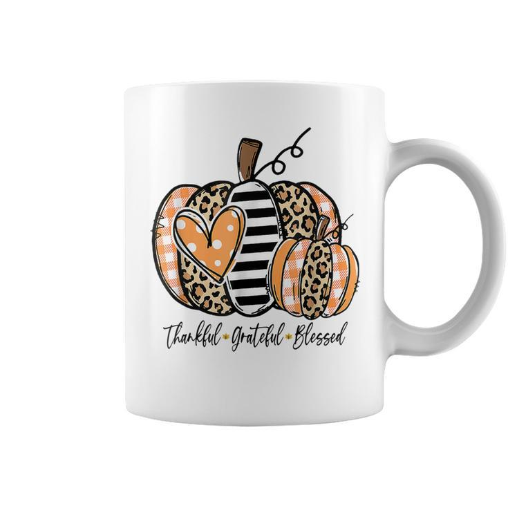 Pumpkin Leopard Thankful Grateful Blessed Women Fall Season  V2 Coffee Mug