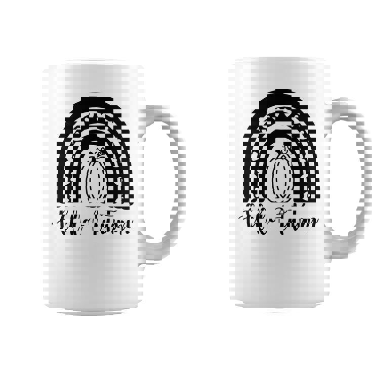Pumpkin Rainbow Hell Autumn Hello Fall Season Coffee Mug