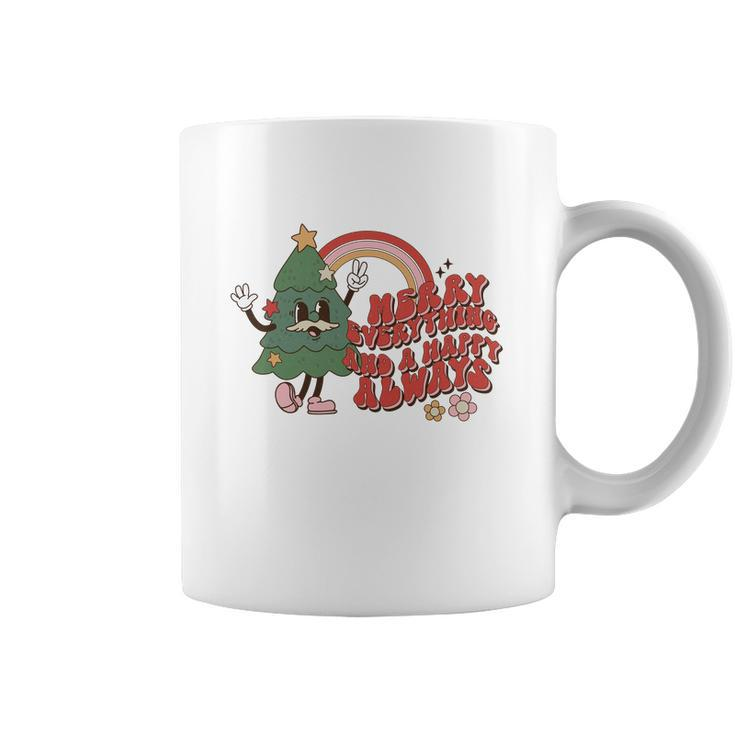 Retro Christmas Merry Christmas And Happy Always Vintage Christmas Tree Coffee Mug
