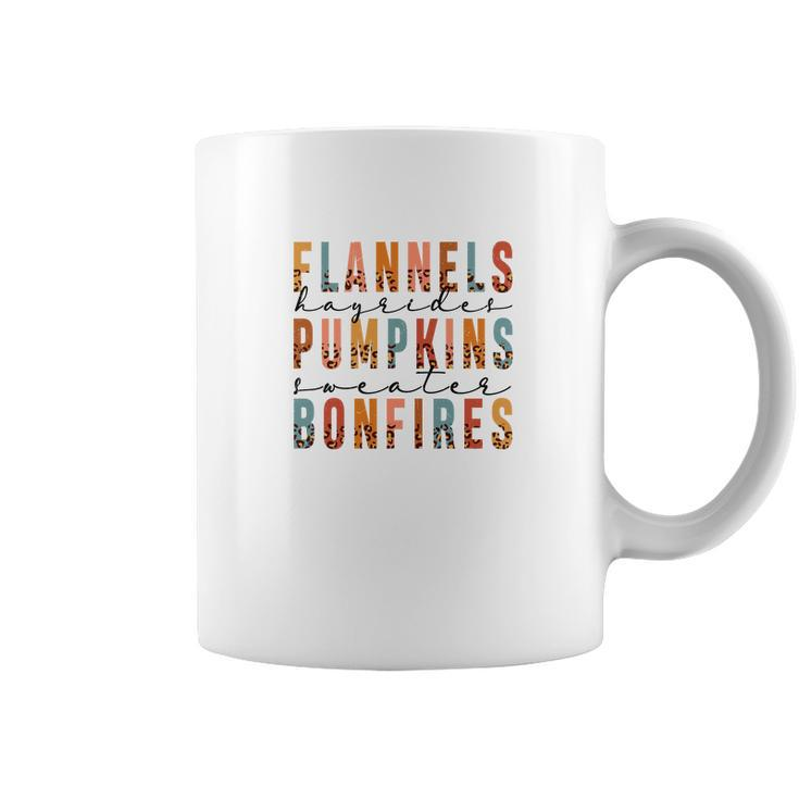 Retro Fall Flannels Hayrides Pumpkins Sweaters Bonfires Coffee Mug