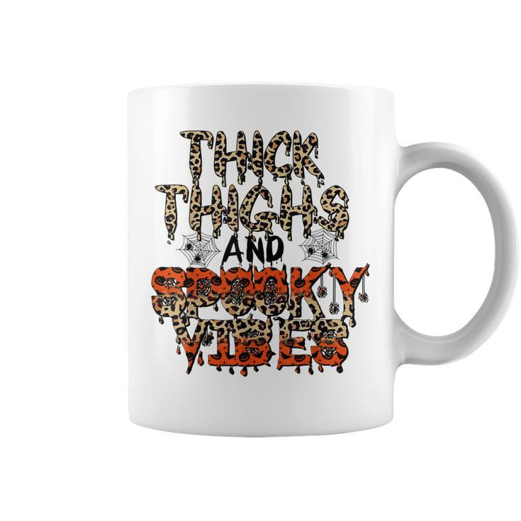 Retro Leopard Thick Thighs And Spooky Vibes Funny Halloween  Coffee Mug