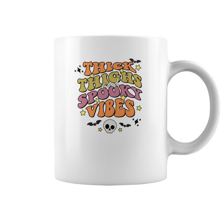 Skull Groovy Thick Thights And Spooky Vibes Leopard Halloween Coffee Mug