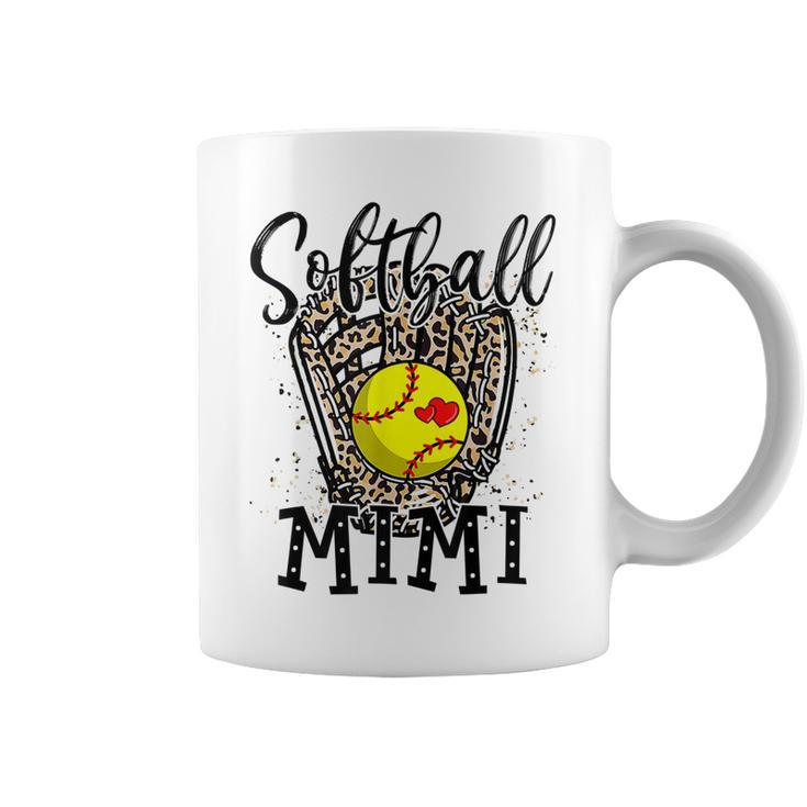 Softball Mimi Leopard Game Day Softball Lover Mothers Day  Coffee Mug