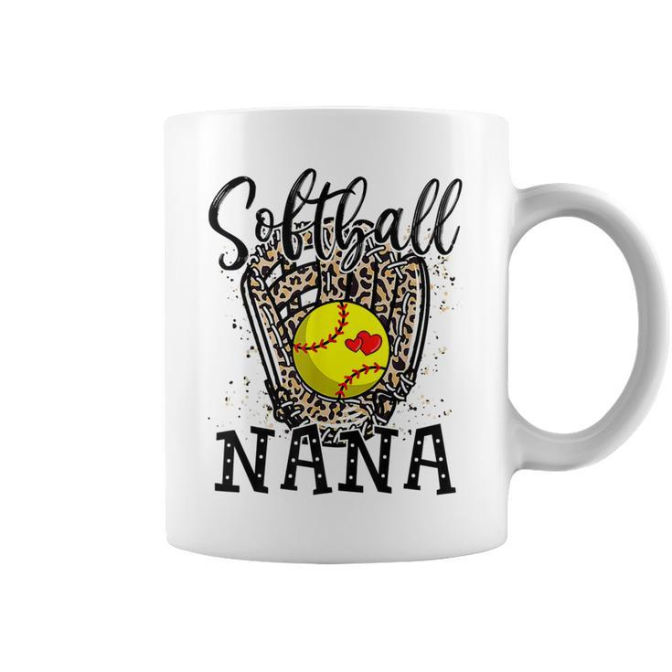 Softball Nana Leopard Game Day Softball Lover Mothers Day  Coffee Mug