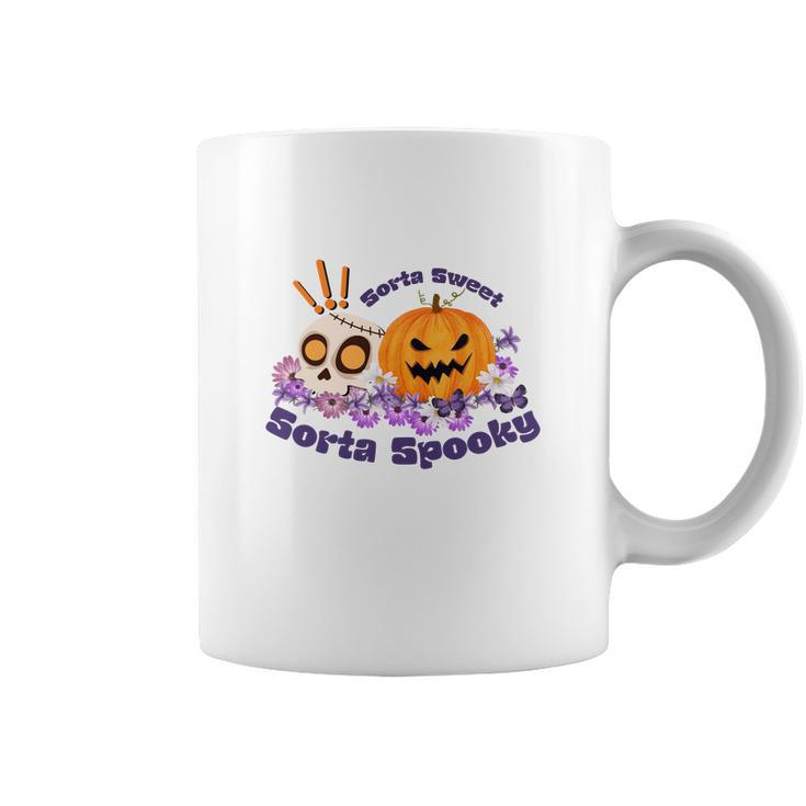 Sorta Sweet Sorta Spooky Halloween Pumpkin Skull Coffee Mug