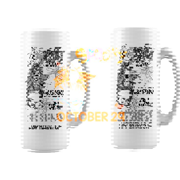 Spooky Mama Born On October 29Th Birthday Bun Hair Halloween  Coffee Mug