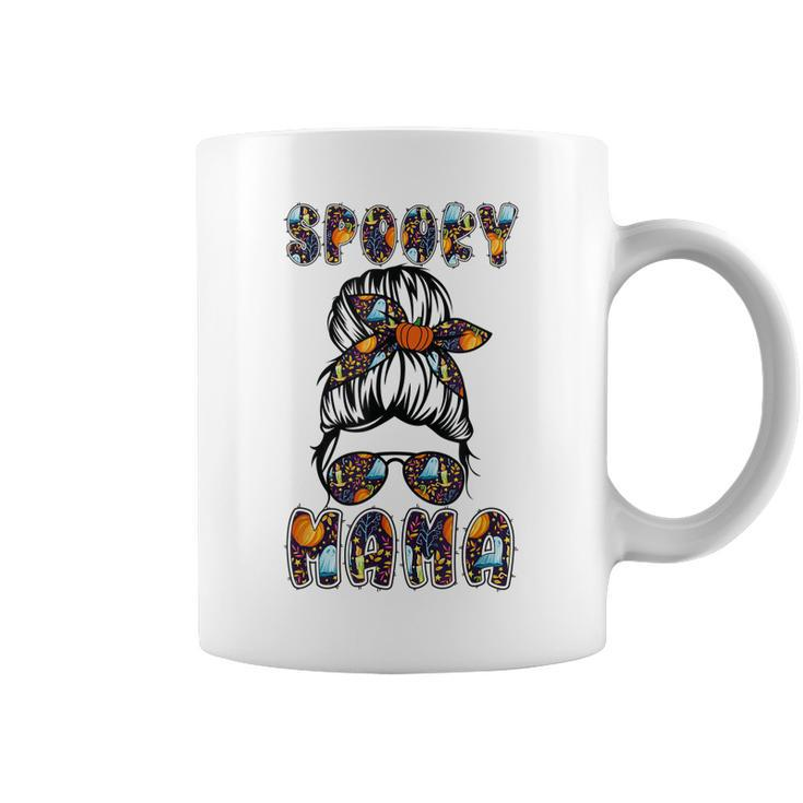 Spooky Mama Scary Halloween Messy Hair Bun Mothers  Coffee Mug