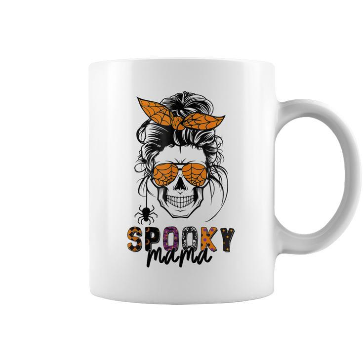 Spooky Mama Skull Halloween Womens Messy Bun Witch  Coffee Mug