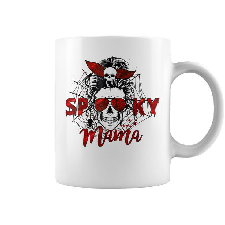 Spooky Mama Skull Witch Women Messy Bun Halloween Costume  Coffee Mug
