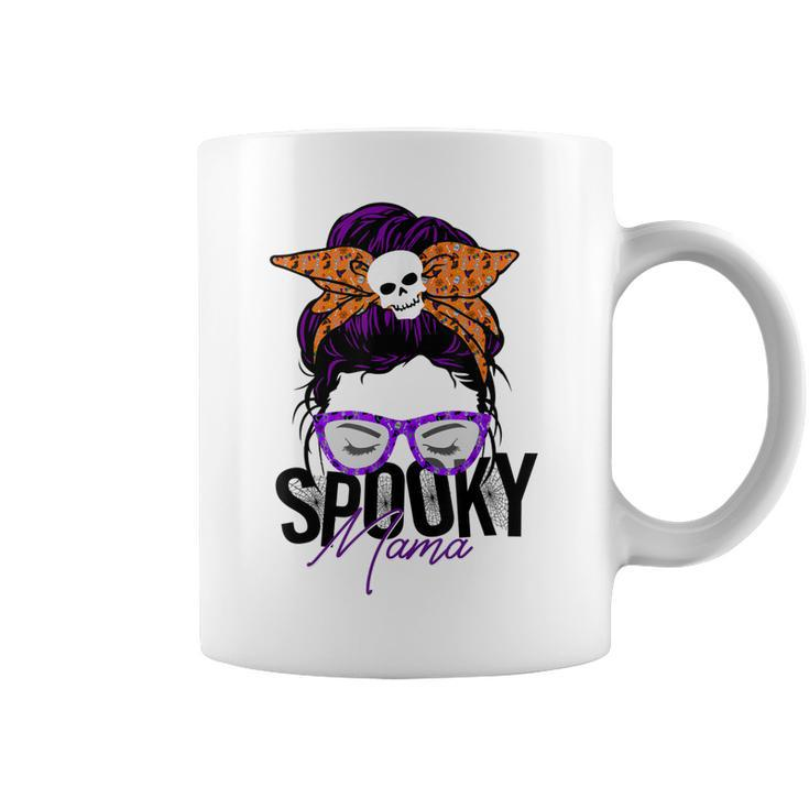 Spooky Messy Bun Mama Happy Halloween  Coffee Mug
