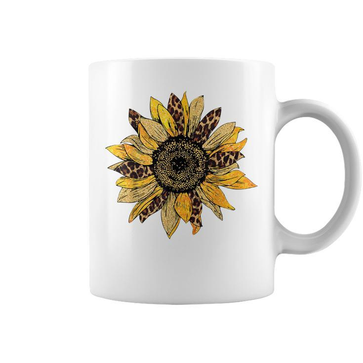 Sunflower  For Women Cute Graphic  Cheetah Print  Coffee Mug