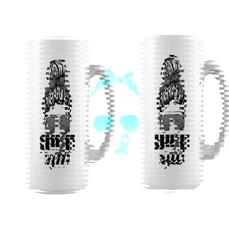 Support Squad For Women Ovarian Cancer Messy Bun Coffee Mug