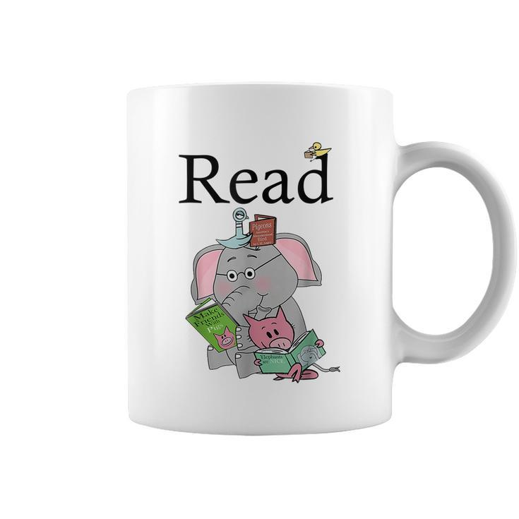 Teacher Library Read Book Club Piggie Elephant Pigeons Funny Tshirt Coffee Mug