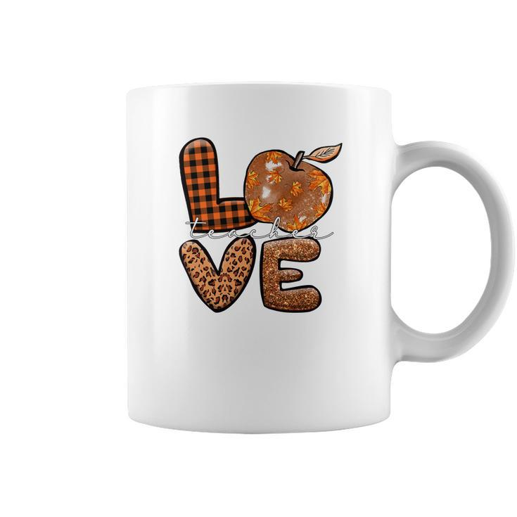 Teacher Love Fall Season Pumpkin Pattern Coffee Mug