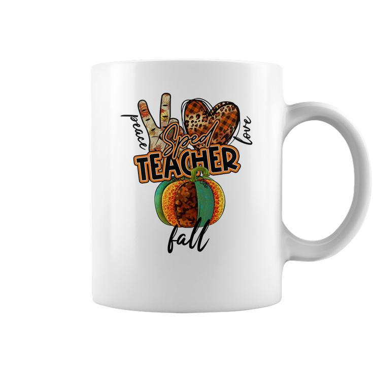 Teacher Peace Love Fall Sped Teacher Coffee Mug