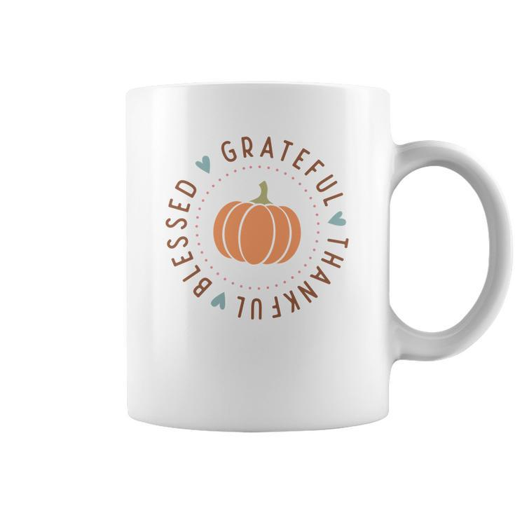 Thanksgiving Grateful Thankful Blessed V2 Coffee Mug