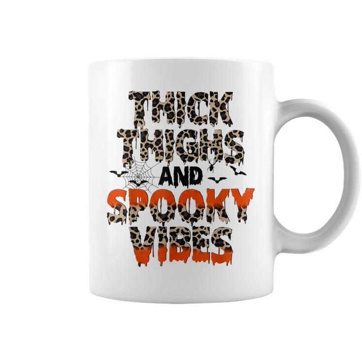 Thick Thighs And Spooky Vibes Leopard Halloween Costume  Coffee Mug