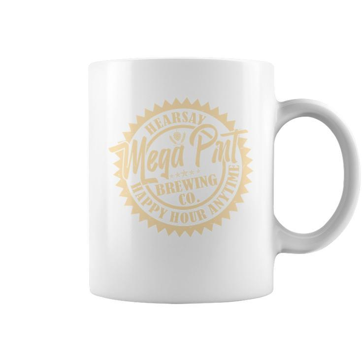 Vintage Hearsay Mega Pint Brewing Co Happy Hour Anytime Emblem Coffee Mug