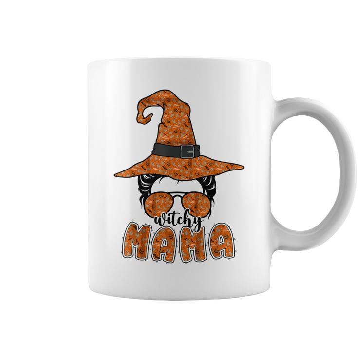 Witchy Mama Halloween Messy Bun Witch Mom Spooky Women  V2 Coffee Mug