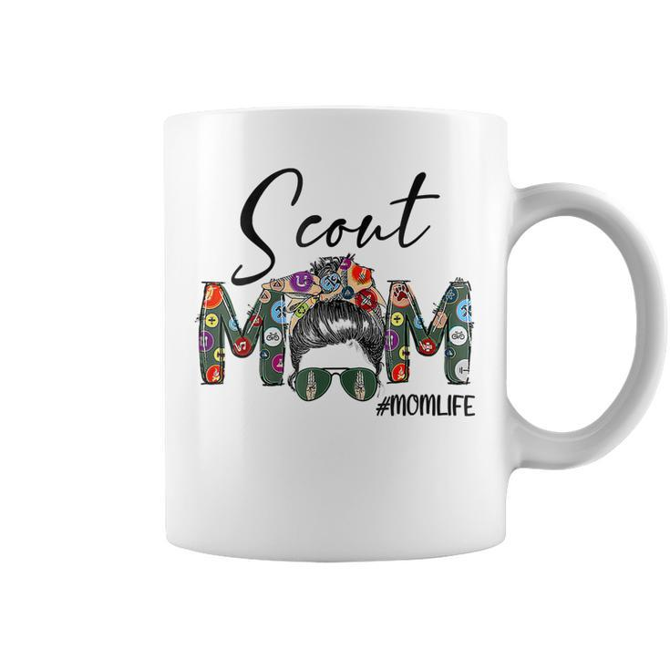 Womens Mothers Day Womens Scouting Scout Mom Life Messy Bun Hair  Coffee Mug