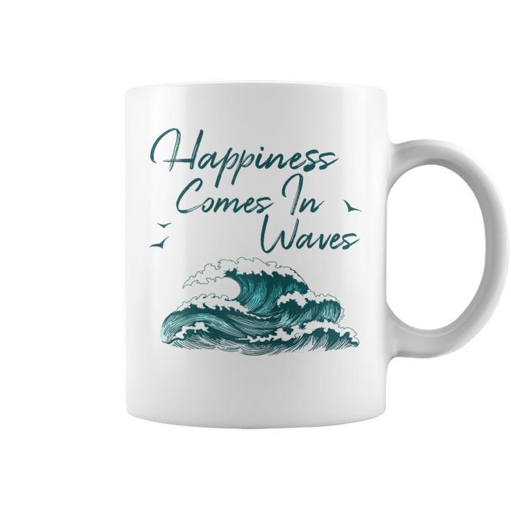 Womens Ocean Waves  For Women Happiness Comes In Waves Beach Coffee Mug