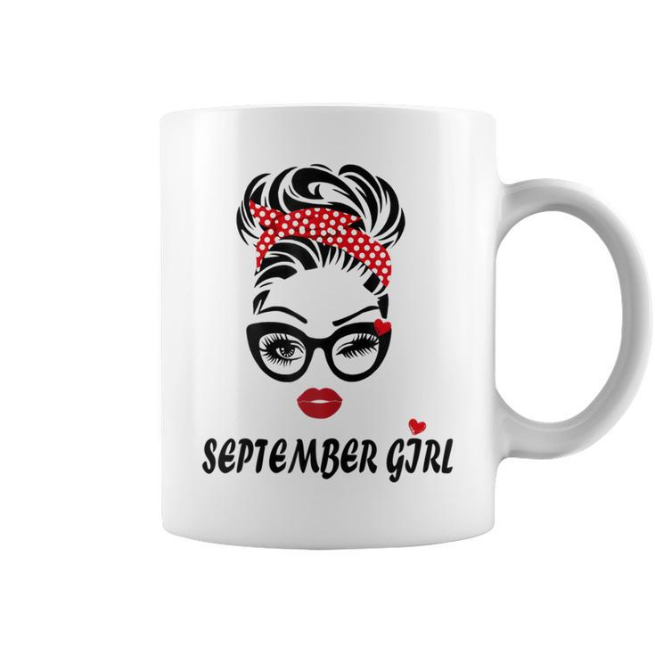 Womens September Girl Wink Eye Woman Face Was Born In September  V2 Coffee Mug