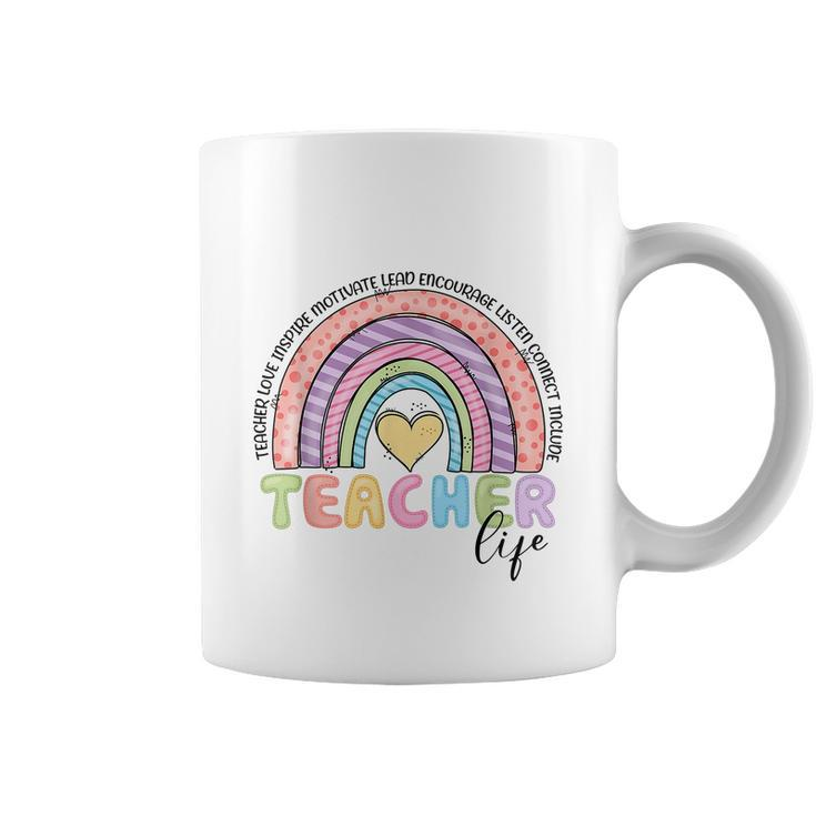 Cute Rainbow Teacher Life Teacher Last Day Of School Coffee Mug