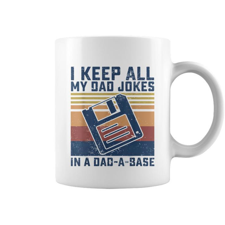Mens I Keep All My Dad Jokes In A Dadabase Vintage Father Dad Coffee Mug