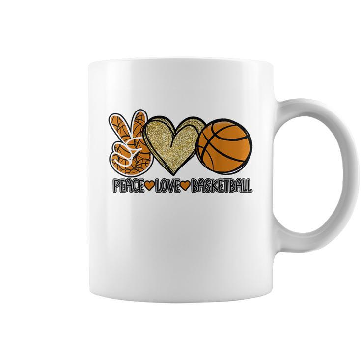 Peace Love Basketball Heart Ball Sports Team Game Player Coffee Mug