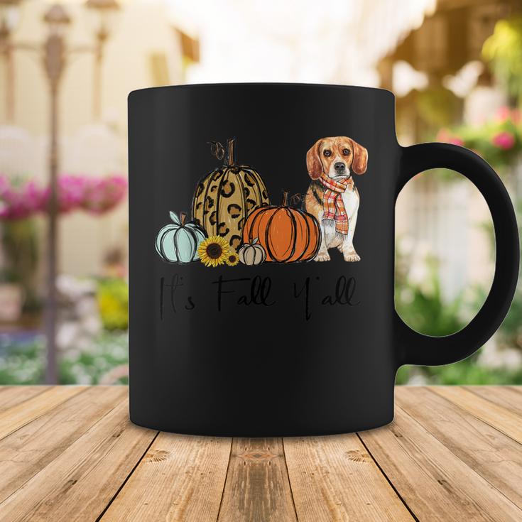 Its Fall Yall Yellow Beagle Dog Leopard Pumpkin Falling  Coffee Mug