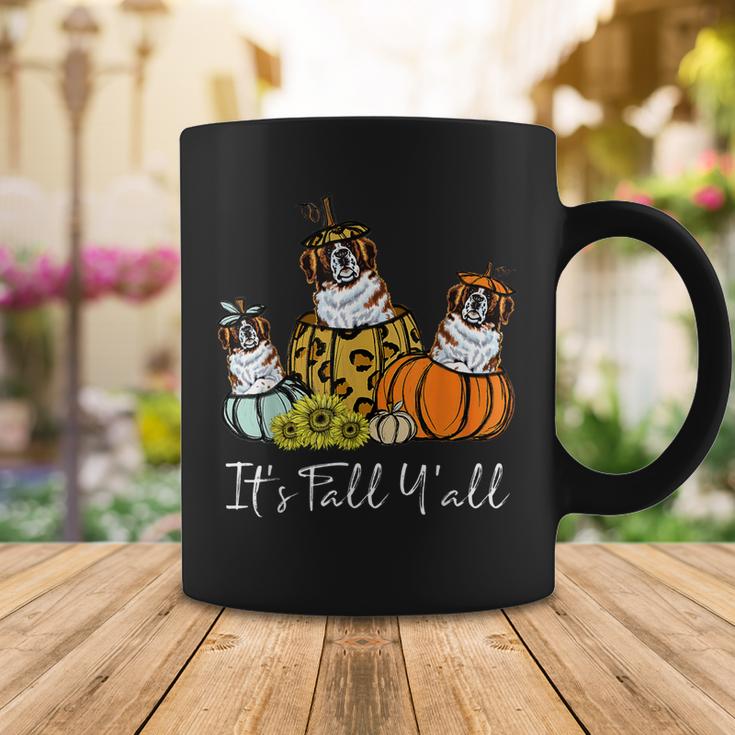 Its Fall Yall Saint Bernard Dog Leopard Pumpkin Autumn  Coffee Mug