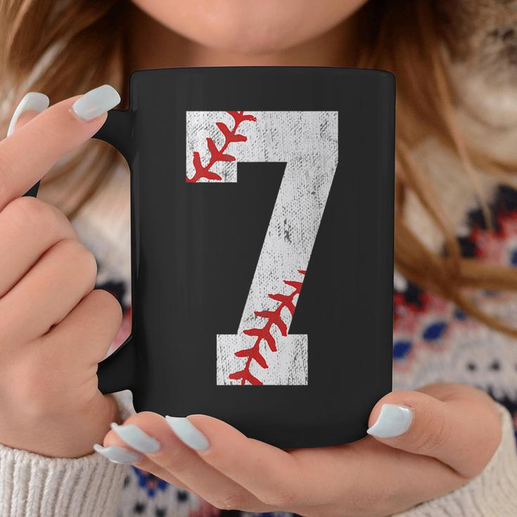 7Th Birthday Baseball Big Number Seven 7 Year Old Boy Girl Coffee Mug Personalized Gifts