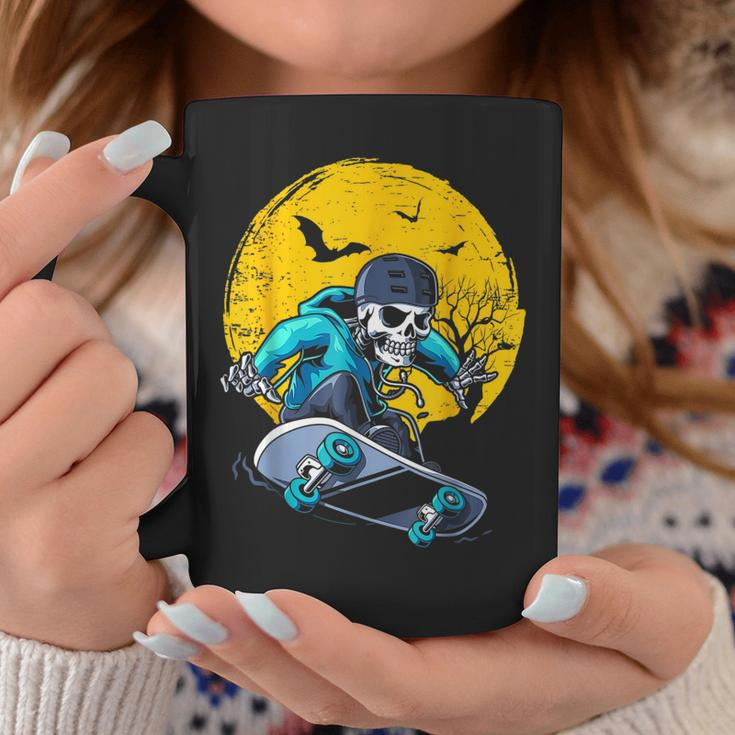 A Skeleton Skateboard Playing Cruiser Skateboard Pumpkins Coffee Mug Personalized Gifts