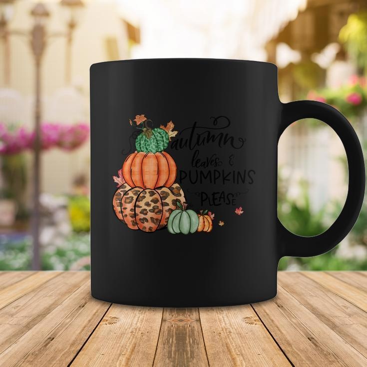 Autumn Leaves Pumpkins Please Thanksgiving Quote V2 Coffee Mug Unique Gifts